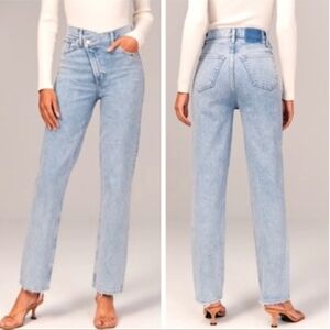 Abercrombie & Fitch 90's Straight Ultra High Rise Denim Jean 4 27 Criss Cross